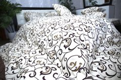 Комплект постільної білизни Brettani Півторний Вензеля на бежевому Бежевий N-4573-3