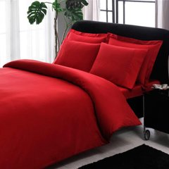 Двоспальний King Size комплект TAC Premium Basic Red Сатин-Stripe