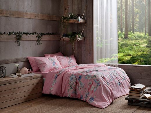 Двоспальний King Size комплект TAC Fleur Pink Ранфорс