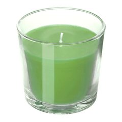 Ароматична свічка в склянці IKEA SINNLIG 9 см яблуко та груша Зелений (703.374.09)