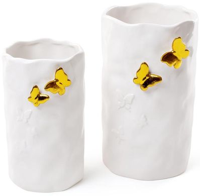 Ваза настільна ceramic Золоті Метелики 23 см, біла Bona DP41758