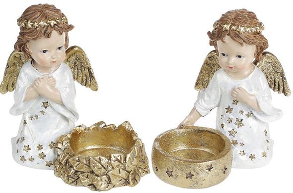 Набір 2 декоративні свічники Зірковий Angel Золото 11х6х10.5 см полістоун Bona DP43218