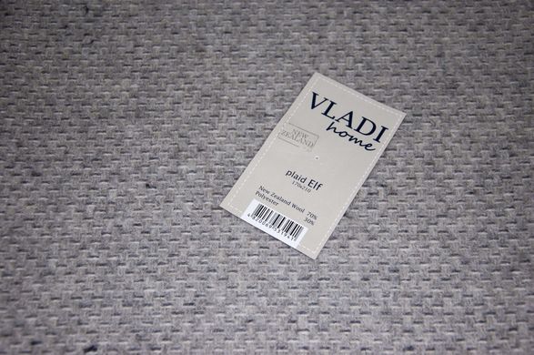 Плед Vladi Ельф Premium вовняний Двоспальний 170х210 Світло-сірий