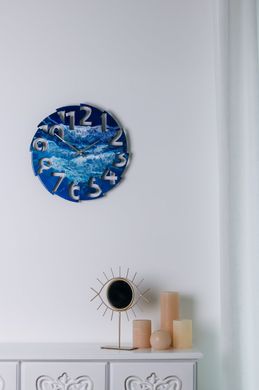 Годинник із епоксидної смоли Moku Epoxy 38 x 38 см Блакитний