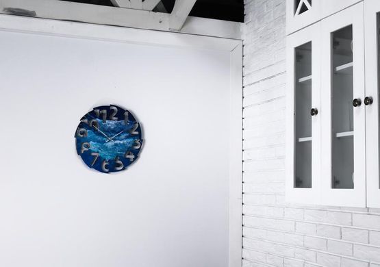 Годинник із епоксидної смоли Moku Epoxy 38 x 38 см Блакитний