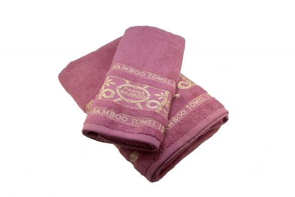 Набір махрових рушників Parisa Бамбук бавовняні 50х90 см, 70х140 см Рожевий (1005179)
