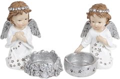 Набір 2 декоративні свічники Зірковий Angel Срібло 11х6х10.5 см полістоун Bona DP42480