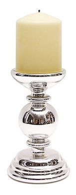 Свічник Глянцеве срібло 10х9х17 см, скляний Bona DP43429