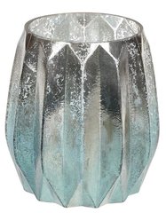 Свічник Блакитне срібло 12х13 см скляний Bona DP43434