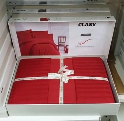 Однотонна постільна білизна Aran Clasy Сатін Страйп Clasy 200x220 Євро Червоний